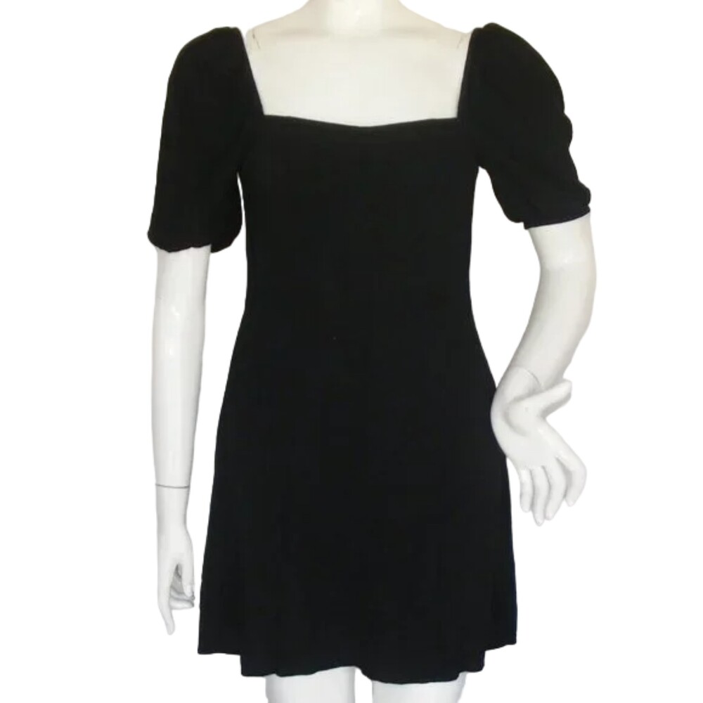 & OTHER STORIES Mini Dress, 6, Black, Short sleeve, Square Neck, Gauzy